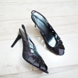 Nine West Satin Slingback Heels Brown 9.5